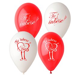 Latex Balloons Printed with "Te Iubesc" - 10"/26cm, Radar GI90.TI