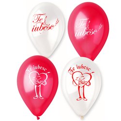 Latex Balloons Printed with "Te Iubesc" - 10"/26cm, Radar GMI90.TI