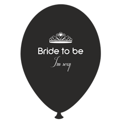Baloane latex negre pentru burlacite - Bride to Be I'm Sexy, Radar GI.BTBIS.BK