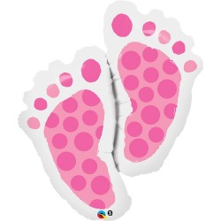 35" Shape Foil Baby Feet Pink, Qualatex 25853