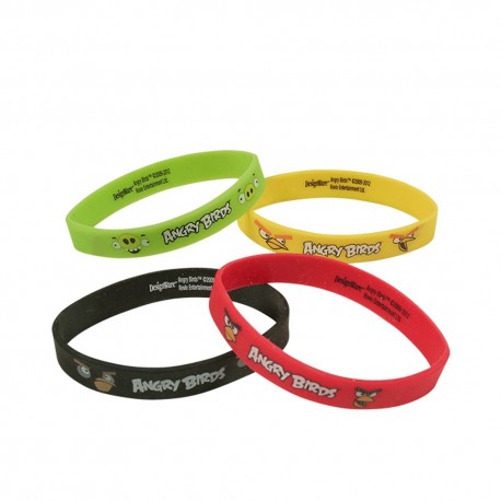 Angry Birds Pink Bird Rubber Bracelets Amscan RM500253 Pack of 4 pieces   Radar Party Center