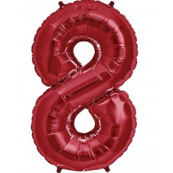 34"/86 cm Red Number Shaped Foil Balloons, Northstar Balloons, 1 piece
