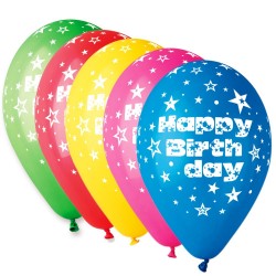 Latex Balloons Printed with "Happy birthday" - 10"/26cm, Radar GI.HB