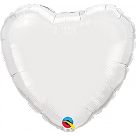 Balon mini folie alb in forma de inima - 10 cm, Qualatex 22846, 1 buc