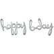 Pachet litere Happy B-Day script - argintiu, 41 cm, 37936