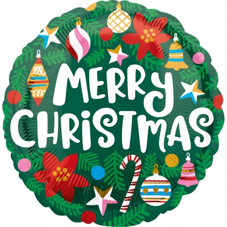 Standard Christmas Pine & Ornaments Foil Balloon, Amscan 40104