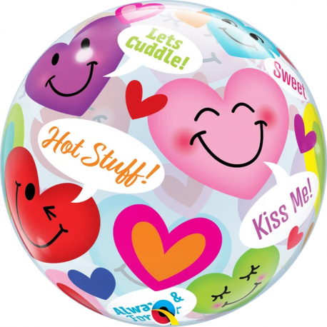 Conversation Smiley Hearts Bubble Balloon, Qualatex 78466