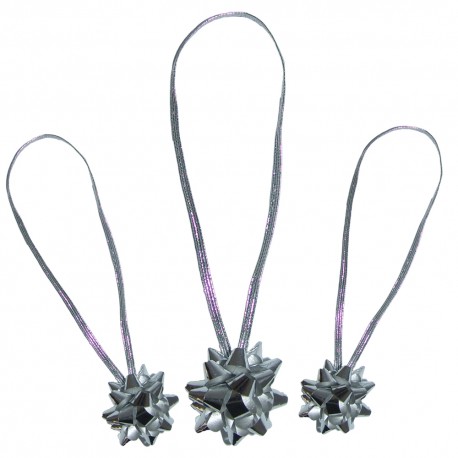 Elastic silver wrapping stars, B 37643, 6 items per pack