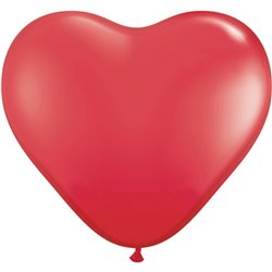 Baloane latex in forma de inima, Red, 6", Qualatex 43645, set 100 buc
