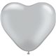 Baloane latex in forma de inima, Silver, 6", Qualatex 17727, set 100 buc