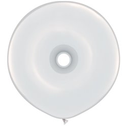 Baloane figurine latex GEO Donut 16", White, Qualatex 37688, set 25 buc