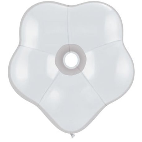 16" White GEO Blossom Latex Balloons, Qualatex 37805, Pack of 25 pieces