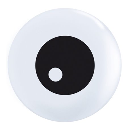 Baloane latex 5" inscriptionate Friendly Eyeball TopPrint White, Qualatex 60299, set 100 buc