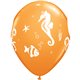 11" Printed Latex Balloons, Fun Sea Creatures Asortate, Qualatex 28983, Pack of 25 Pieces