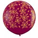 Baloane latex Jumbo 3' inscriptionate Elegant Roses-A-Round Sparkling Burgundy, Qualatex 28176, set 2 buc