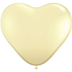 3' Ivory Silk Heart Jumbo Balloons, Qualatex 44483, Pack of 2 pieces