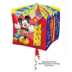 Mickey Mouse Age 1 Cubez Foil Balloons, Anagram, 15", 28627