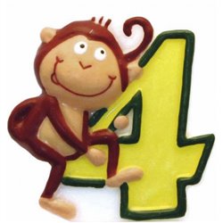 Lumanare aniversara Cifra 4 pentru tort Safari Monkey, Amscan RM551794, 1 buc