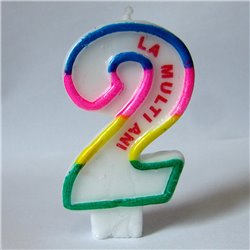 Lumanare aniversara pentru tort, Cifra 2 cu mesajul "La multi ani!", Radar SMFIT.LMA2, 1 buc