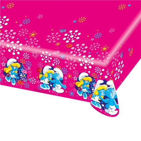 Fata de masa din plastic pentru petrecere copii - Smurfette, 180 x 120 cm, Amscan RM552501, 1 buc