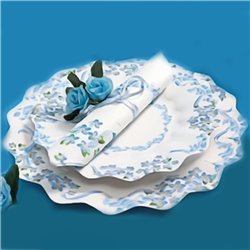Farfurii albe cu floricele albastre 23 cm pentru petreceri, Radar GVI62939, Set 10 buc