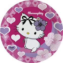 Charmmy Kitty Paper Plates 23 cm, Amscan RM552184, Pack of 8 Pieces
