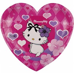 Charmmy Kitty Hearts Shaped Paper Plates 21 cm, Amscan RM552231, Pack of 6 Pieces