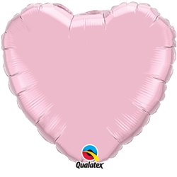 Balon folie Pearl Pink metalizat in forma de inima - 45 cm, Qualatex 11855, 1 buc
