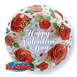 Balon Bubble Happy Valentine's Day - 22"/56cm, Qualatex 27513, 1 buc