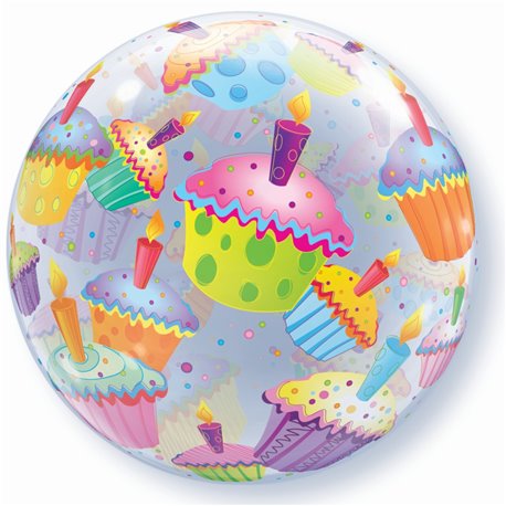Cupcakes Bubble Balloon - 22"/56cm, Qualatex 34407, 1 piece