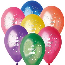 Latex Balloons Printed with "La multi ani!" - 10"/26cm, Radar GMI90.LMA