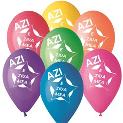Latex Balloons Printed with "Azi e ziua mea" - 10"/26cm, Radar GI90.AZM