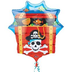 Pirate Treasure Chest Supershape Foil Balloon, 63 x 71 cm, 10997