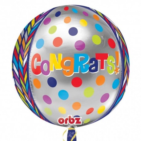 Balon Folie Orbz Sfera Congratulations, 40 cm, Amscan 28373, 1 buc