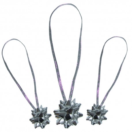 Elastic silver wrapping stars, B 37637, 6 items per pack